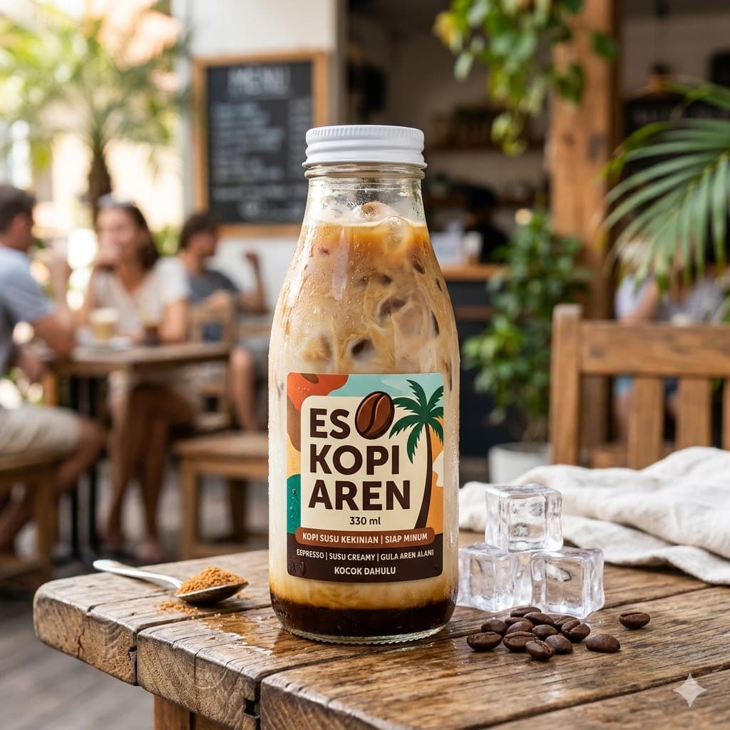 Es Kopi Aren 330 ml dari Thirty Three Brew dengan tampilan clean dan modern
